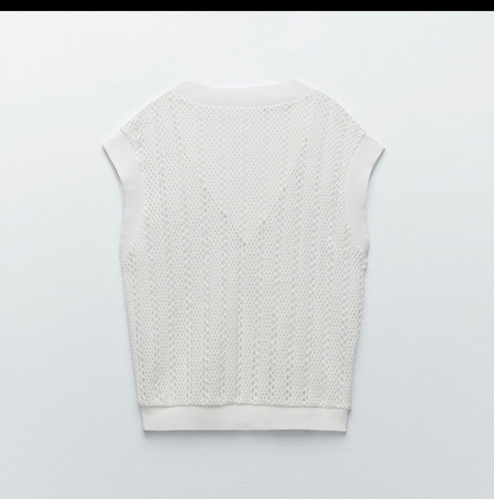 Zara White Crochet Vest size Medium - Picture 3 of 10
